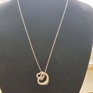 Tiffany & Co Sterling Silver 925 Elsa Peretti Double Open Hearts Necklace